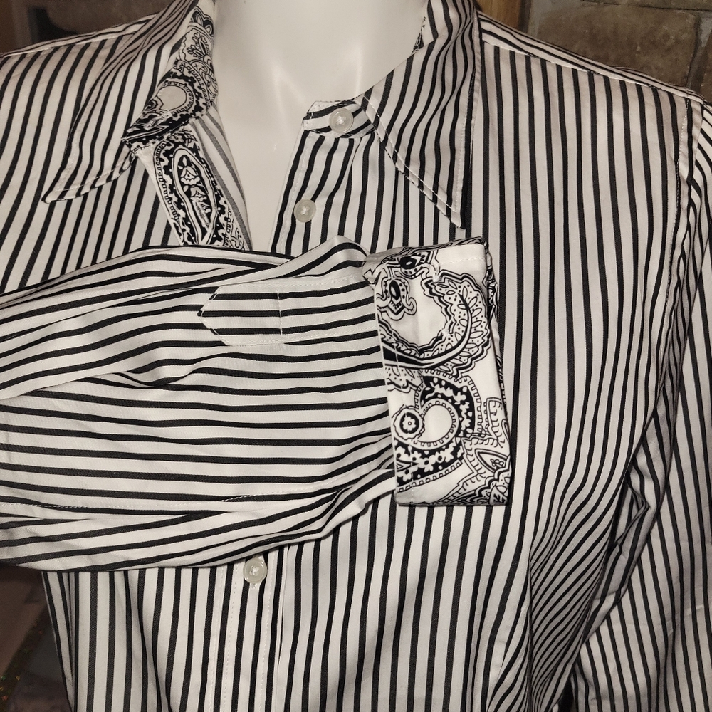 💰⏳️Jones New York Signature Collection XL Button Down Paisely Detail NWT - Picture 2 of 12